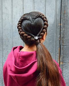 Heart Braids and Ponytail